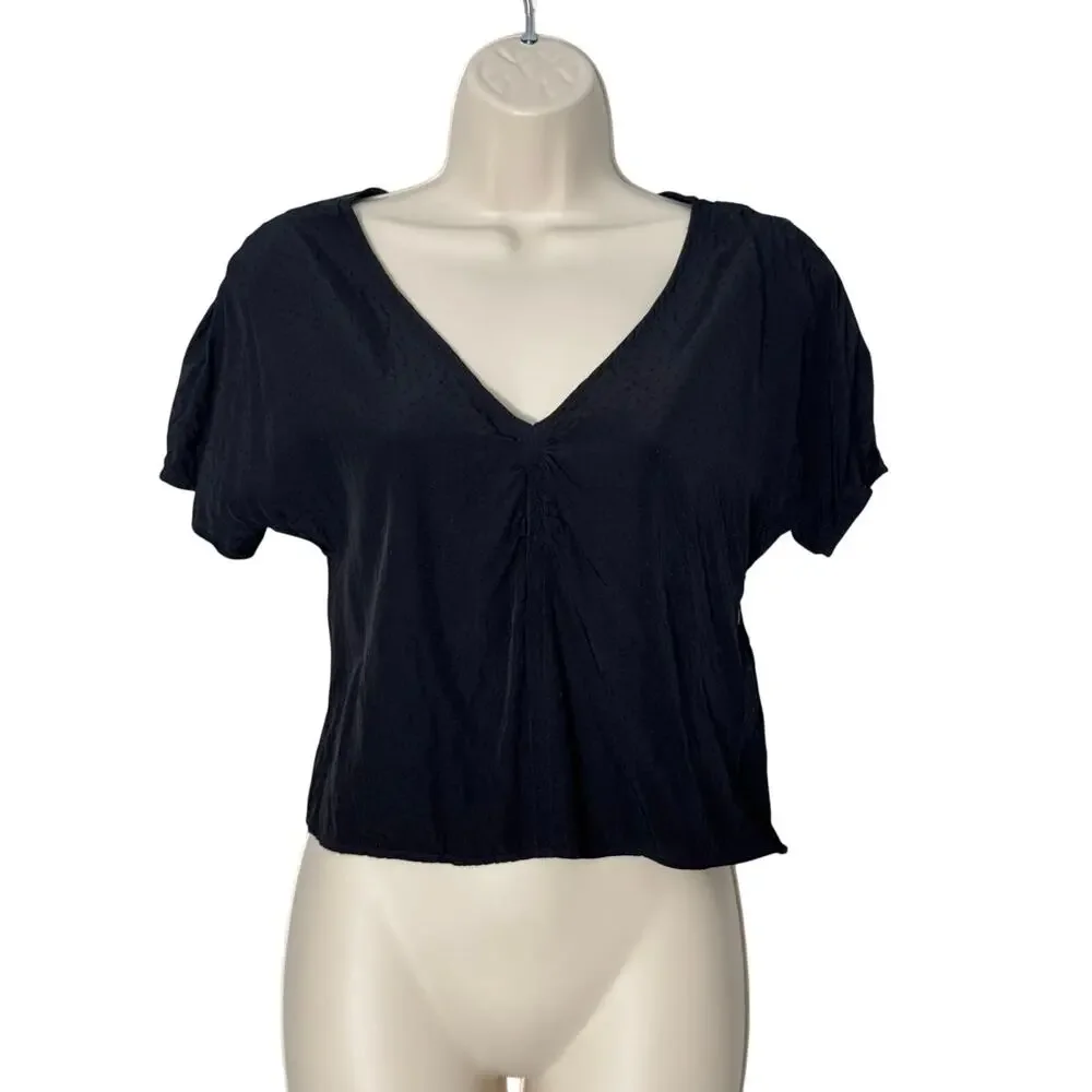 Madewell Puff-Sleeve Top in Floral Jacquard True Black Size‎ 6
